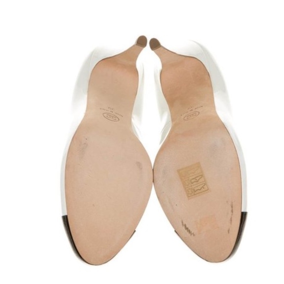 CHANEL White/Black Classic Patent Platform Pumps - Picture 5 of 6